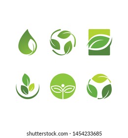 Green leaf logo, icon ecology nature element vector