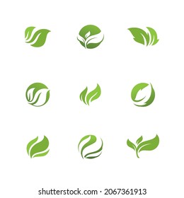Green leaf logo icon  ecology element vector template