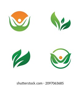 Icono del logotipo de la hoja verde , símbolo del vector hoja 