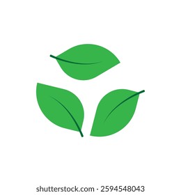 green leaf logo icon illustration flat