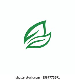 Green leaf logo illustration, icon silhouette leaf symbol logo vector