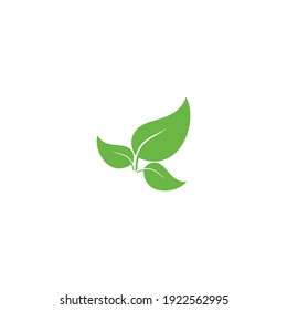 Green leaf logo illustration, silhouette leaf symbol logo