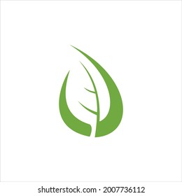 Green leaf logo illustration, silhouette leaf symbol logo design.