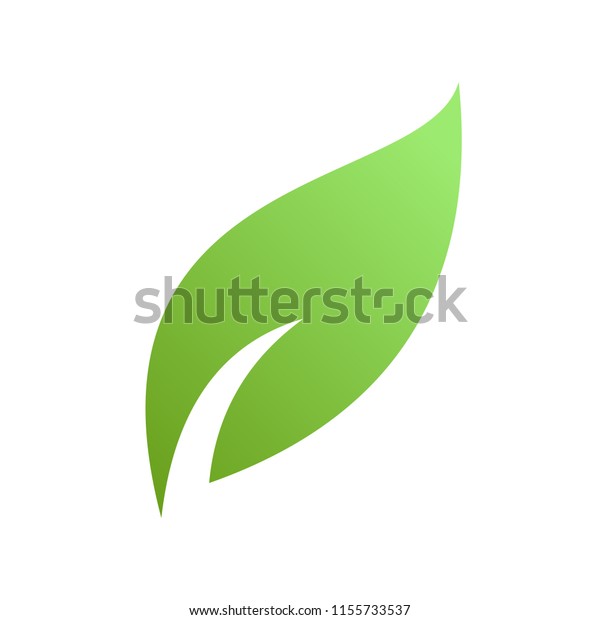 緑の葉のロゴイラスト シルエットリーフシンボルロゴ のベクター画像素材 ロイヤリティフリー