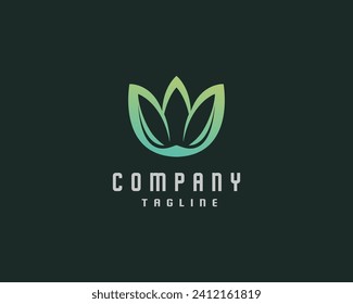 green leaf logo with isolated dark background