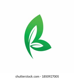 green leaf logo with letter B