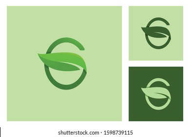 Green leaf logo letter G vector with a natural concept