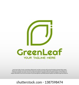 green leaf logo with line art design. eco organic sign or symbol -vector