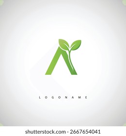 Um logotipo de folha verde - Monograma ecológico mínimo para marca orgânica e design de identidade sustentável