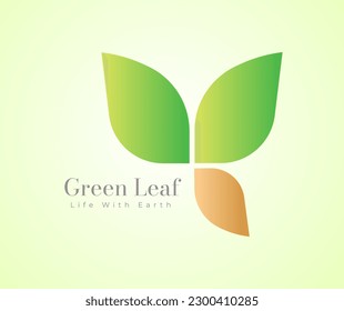 Logo de la hoja verde con el concepto de naturaleza