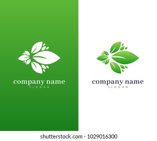 Green Leaf Logo, Nature, Floral, Green and Ecology Logo, Nature Element Vector Icon for Business Company with Green Color