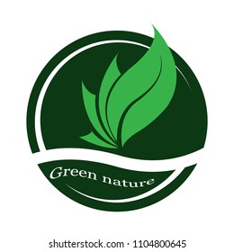 green leaf logo on white background. Leaves icon vector illustration.