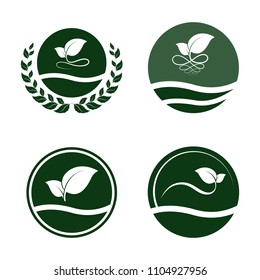 green leaf logo on white background. Leaves icon vector illustration