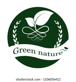green leaf logo on white background. Leaves icon vector illustration