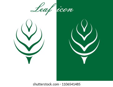 green leaf logo on white background. Leaves icon vector illustration