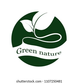 green leaf logo on white background. Leaves icon vector illustration