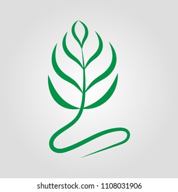 green leaf logo on white background. Leaves icon vector illustration