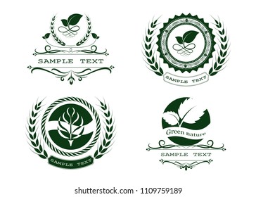 green leaf logo on white background. Leaves icon vector illustration