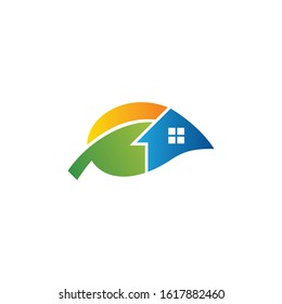 green leaf logo, real estate, home design vector