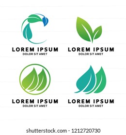 green leaf logo set
