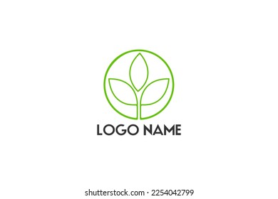 Green leaf logo in shapes. vector leaf, leaf with branch, tree growth, ecological sign, eco icon