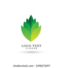 Green Leaf Logo. Symbol & Icon Vector Template.