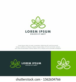 Green leaf logo template, Garden icon vector illustration