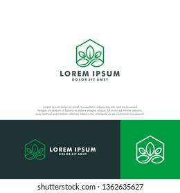 Green leaf logo template, Garden icon vector illustration