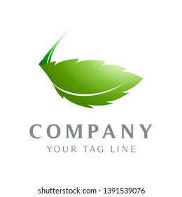 green leaf logo template that is falling.