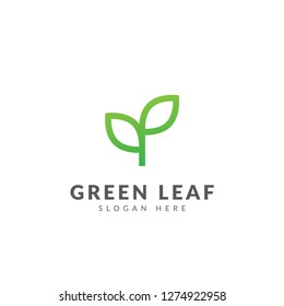 Green leaf logo template vector design