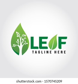 Green leaf logo with the tree of life, modern logo