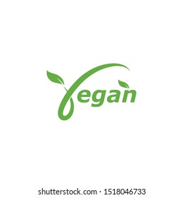Green leaf logo V letter for vegan initial vector icon