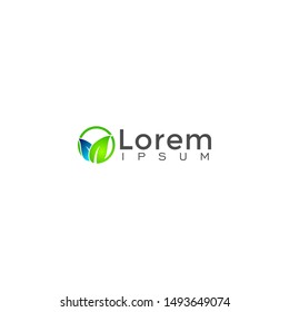 Green leaf logo vector and blue water signifies natural freshness