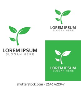 Green leaf logo. Vector design of gardens, plants and nature.