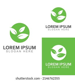Green leaf logo. Vector design of gardens, plants and nature.