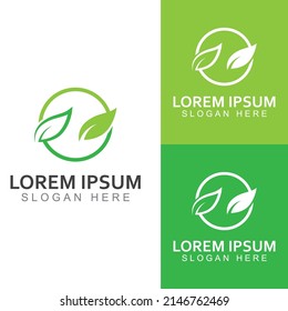 Green leaf logo. Vector design of gardens, plants and nature.