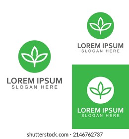 Green leaf logo. Vector design of gardens, plants and nature.