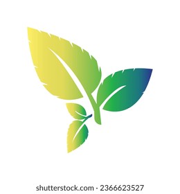 Green leaf logo. Vector design of gardens, plants and nature.