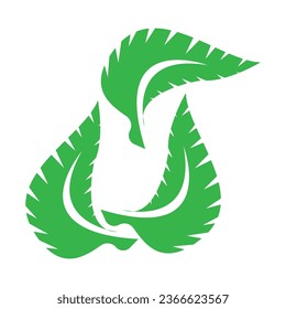 Green leaf logo. Vector design of gardens, plants and nature.