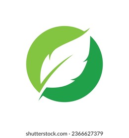 Green leaf logo. Vector design of gardens, plants and nature.