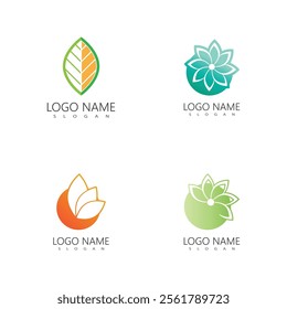 Green leaf logo vector element symbol template