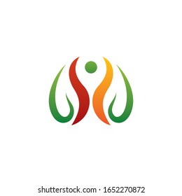 green leaf logo vector with human element