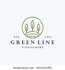 Green leaf logo vector icon illustration hipster vintage retro .
