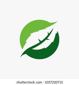 Green leaf logo vector illustration.