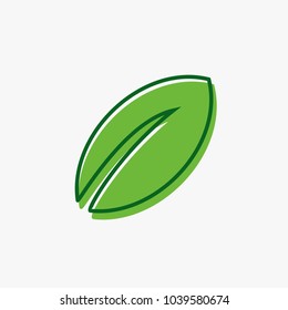 Green leaf logo vector illustration.