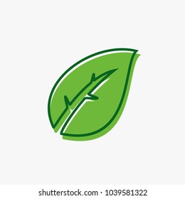 Green leaf logo vector illustration.