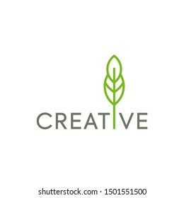 Green leaf logo vector Illustration design template