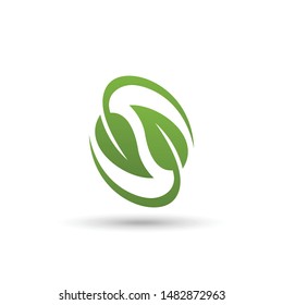 green leaf logo vector isolated white background