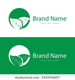 Green Leaf logo vector natural plant nature design icon leaf template illustration