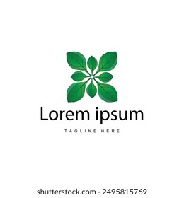 Green Leaf logo vector natural plant nature design icon leaf template illustration